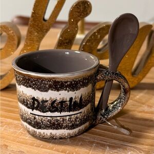 Brown and Cream ESPRESSO Mug with Spoon
